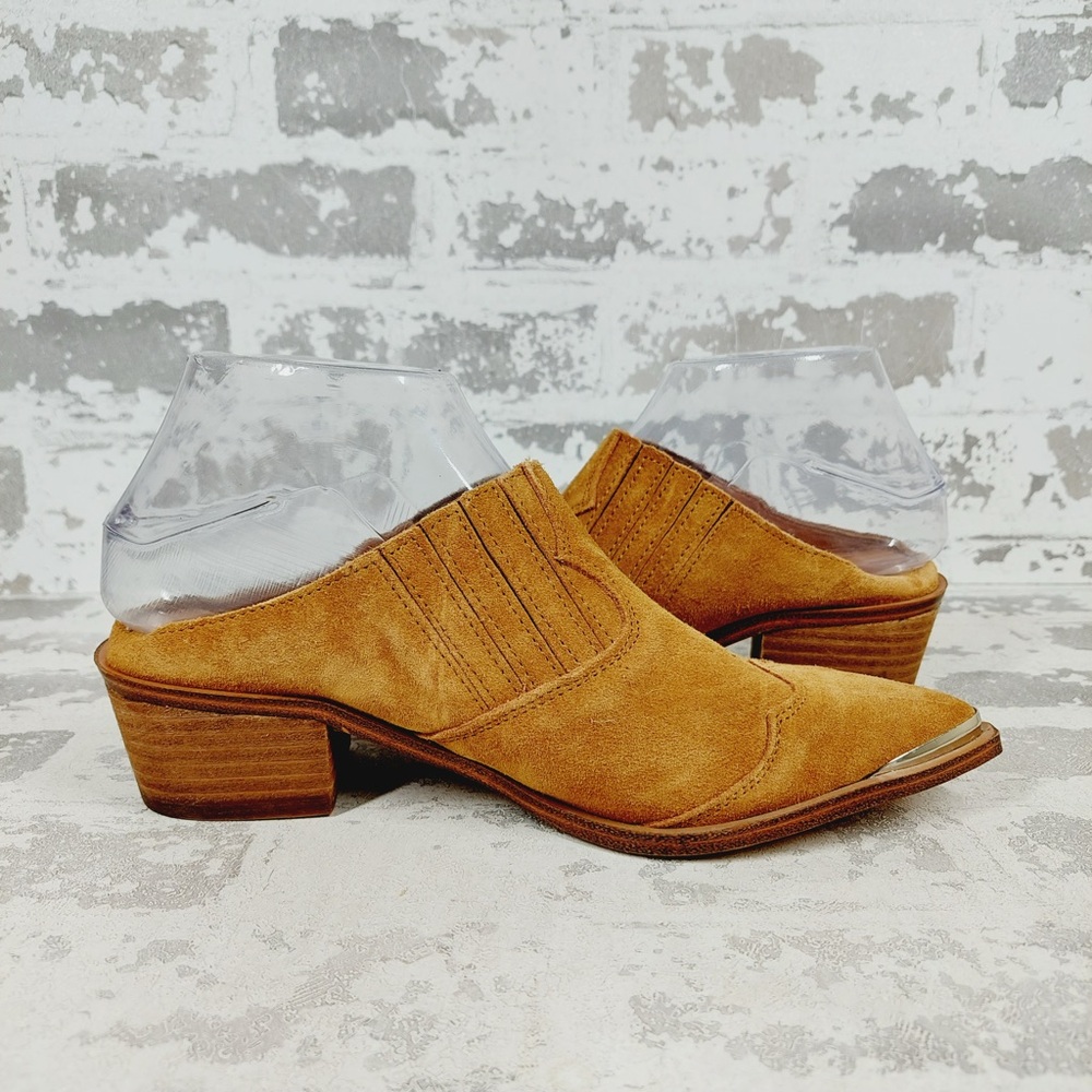 NEW Chinese Laundry Los Angeles Tan Brown Leather Western Mules V69 - Picture 3 of 12